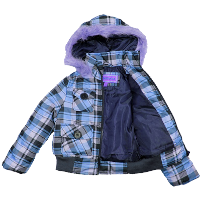 Brown Girls Plaid Winter Jacket