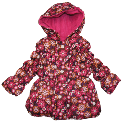 Girl Berry Floral Design Heavyweight Puffer Jacket