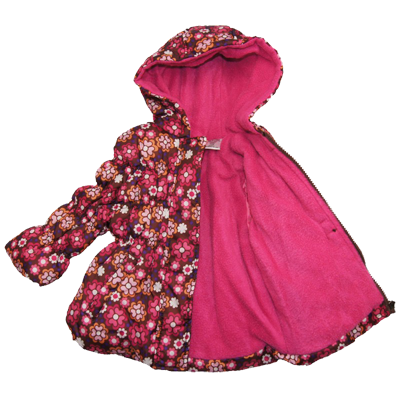 Girl Berry Floral Design Heavyweight Puffer Jacket