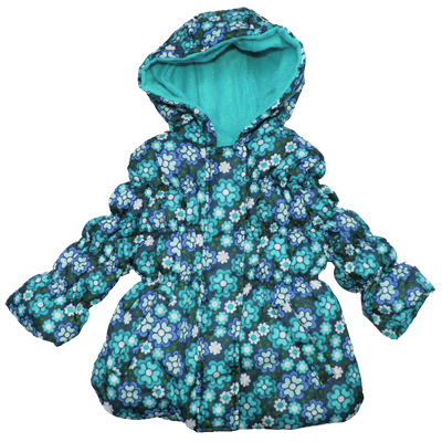 Girl Berry Floral Design Heavyweight Puffer Jacket